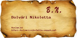 Bolvári Nikoletta névjegykártya